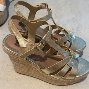 Steve Madden Metallic Gold Wedge Sandals